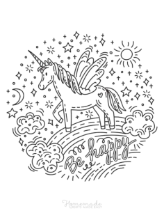 Be Happy Unicorn Rainbow Stars Unicorn Tracing Shape Pdf, Free Vectors File